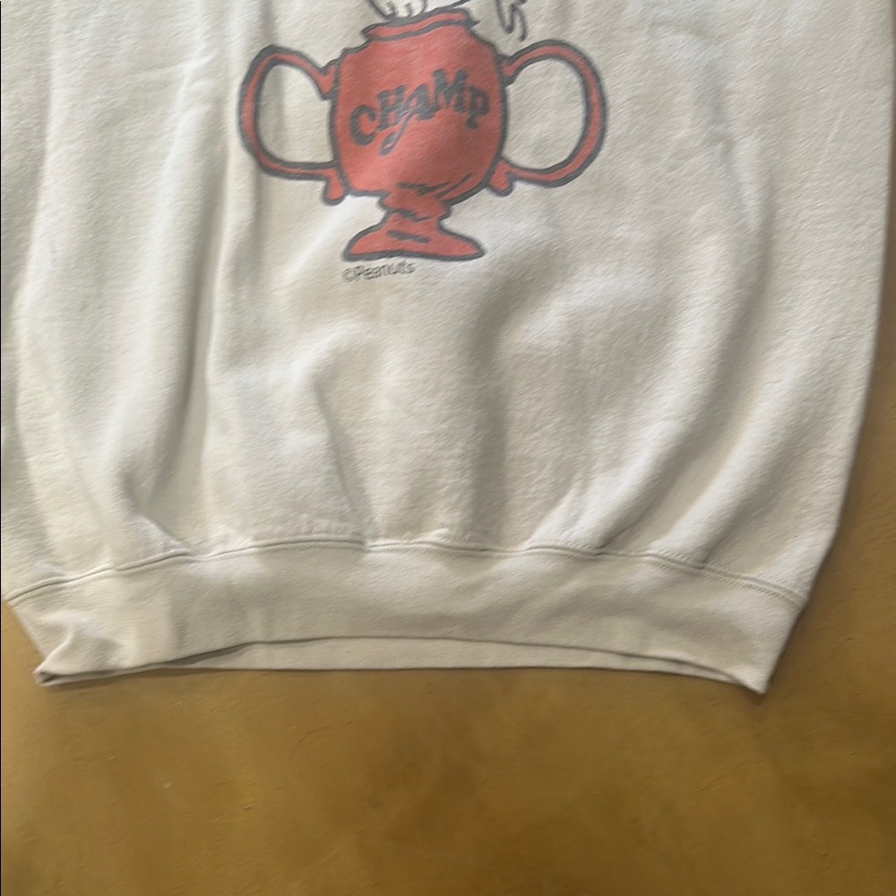 Junk Food Clothing Cream Crewneck with Snoopy Trophy Graphic - Picture 4 of 6